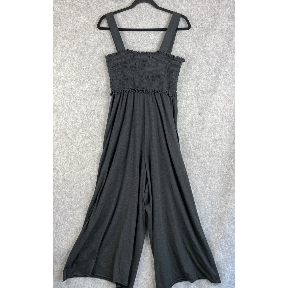 Natural Life Harper Knit Wide Leg Jumpsuit Womens L/XL Gray Smocked Boho Coastal - Picture 11 of 14
